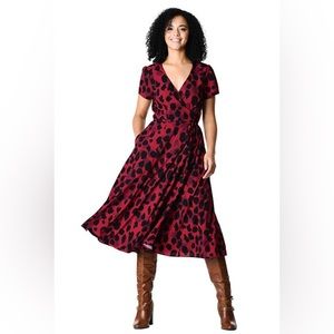 EShakti / Animal Print Crepe Wrap Dress